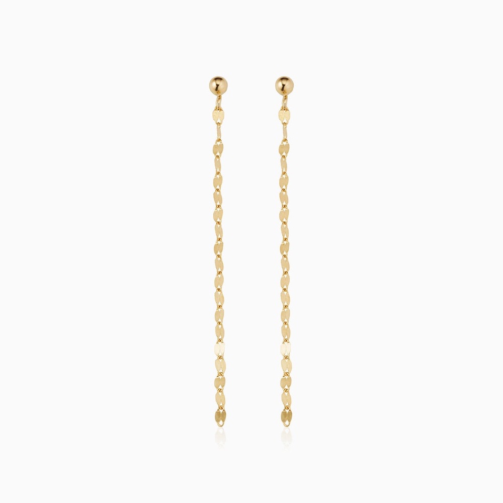 14K Gold Vermeil Elegant Gold duster threader Dangle Earrings - Picture 2 of 3